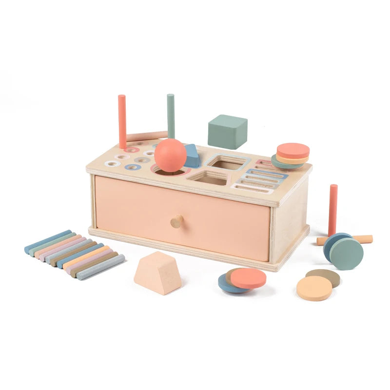 Wooden Shape Sorting & Fine Motor Box Toy