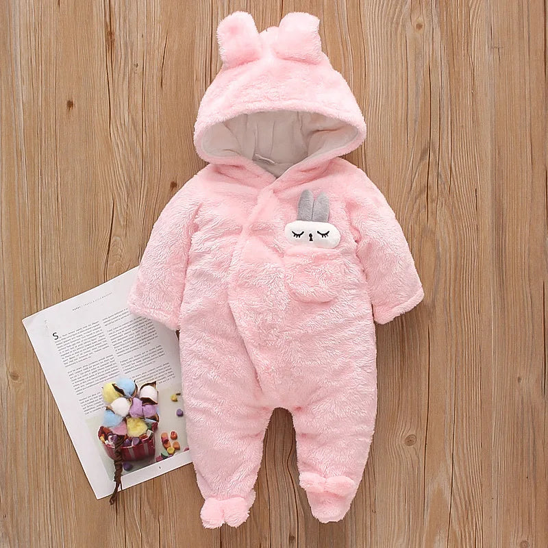 Plush Baby Hooded Romper