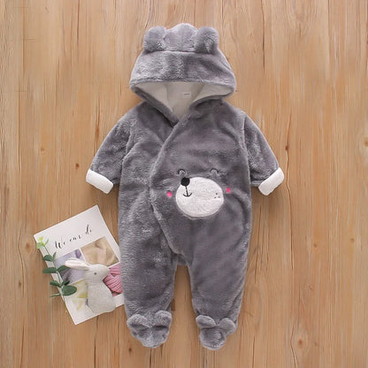 Plush Baby Hooded Romper