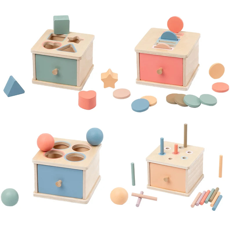 Wooden Shape Sorting & Fine Motor Box Toy