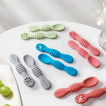 Baby Silicone Training Spoon Set