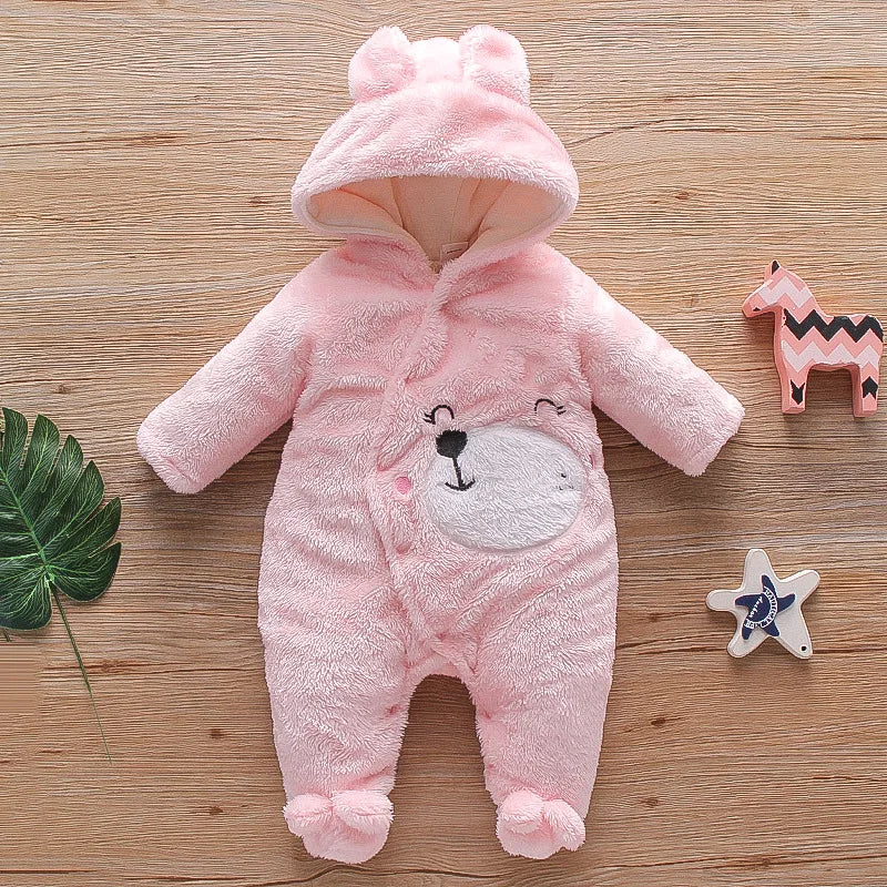 Plush Baby Hooded Romper