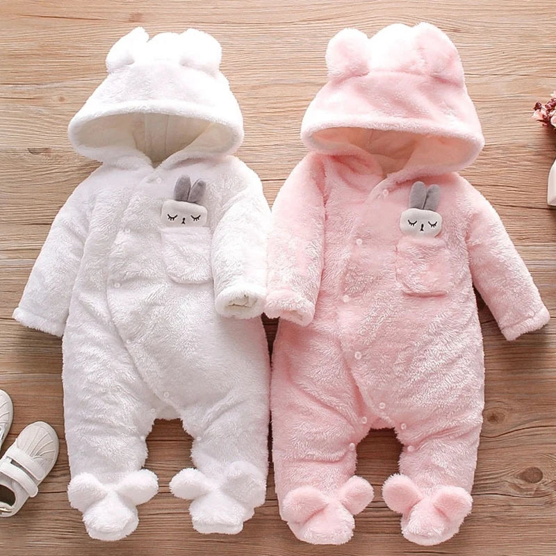 Plush Baby Hooded Romper
