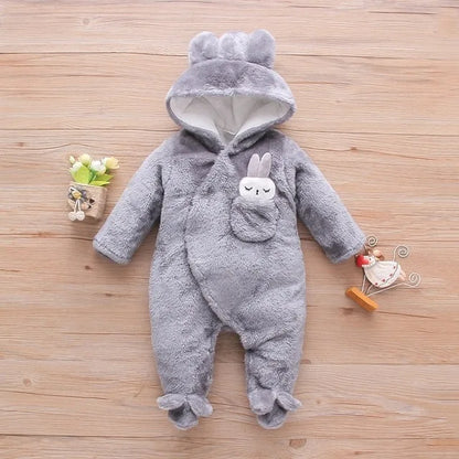 Plush Baby Hooded Romper